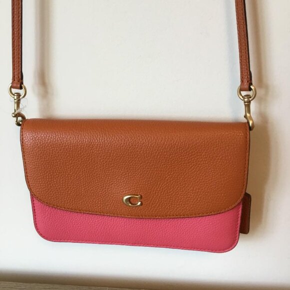 COACH Hayden C5361 Watermelon Color Blocked Leather Flap Snap Crossbody Bag - Picture 1 of 8